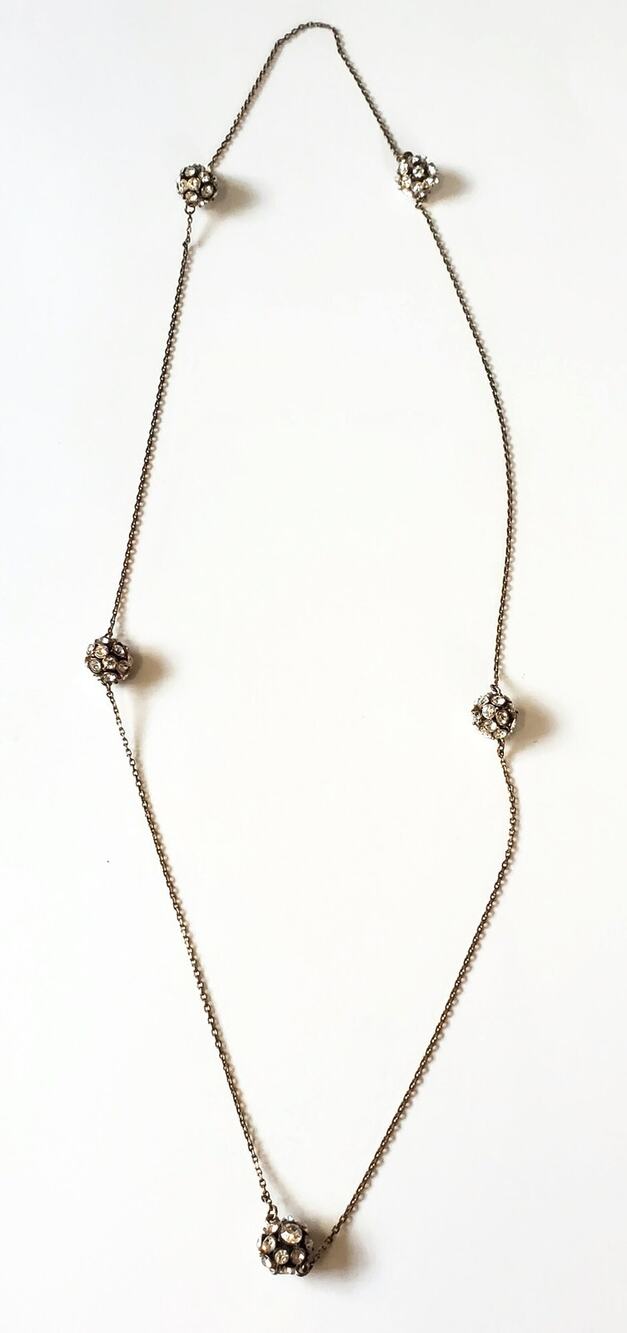 Kate Spade New York Gold Tone Rhinestone Pave Bead Station Necklace 30"
